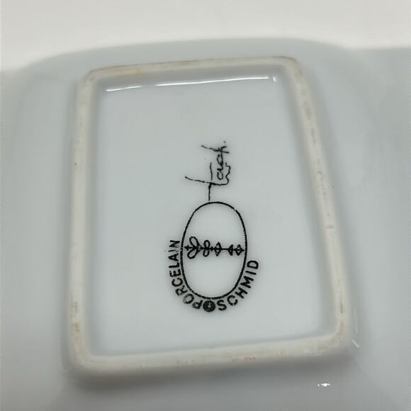 Vintage Legardo Tackett for Schmid  Blue 3 Section Divided Porcelain Relish Dish - Picture 9 of 13